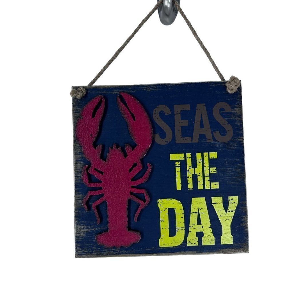 * Cape Cod Christmas Tree Shop Nautical Lobster Wall Hanging "Seas the Day"